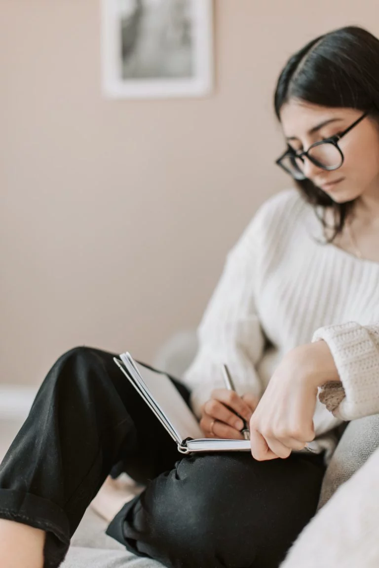 female writing