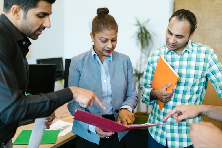 Diverse startup team collaborating on a project