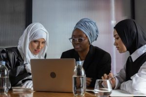 Female founders and investors collaborating on startup funding