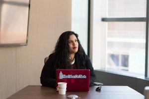 diverse female business founders collaborating in modern office setting