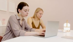 Women tech founders collaborating on startup development