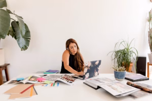 Female entrepreneur working in SME office