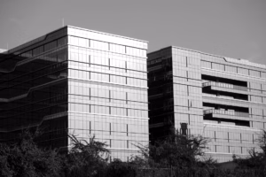 Exterior view of a modern Indian government office building
