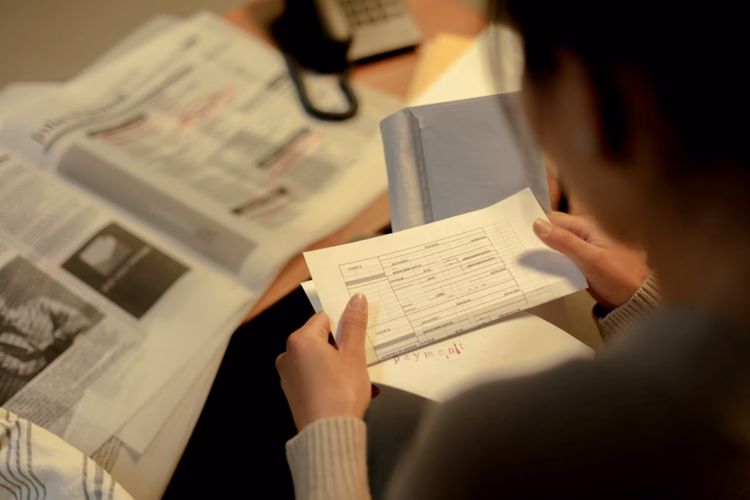 Philanthropist reviewing grant documents with focus on accountability requirements