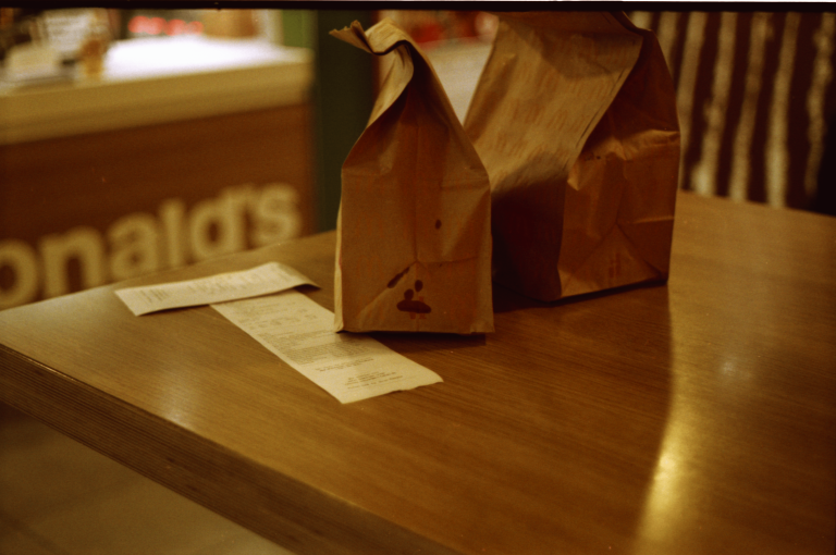 fast-food fried apple pie in packaging