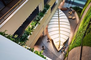 The interior atrium of EMA’s Amsterdam headquarters, photographed for the building’s architectural project