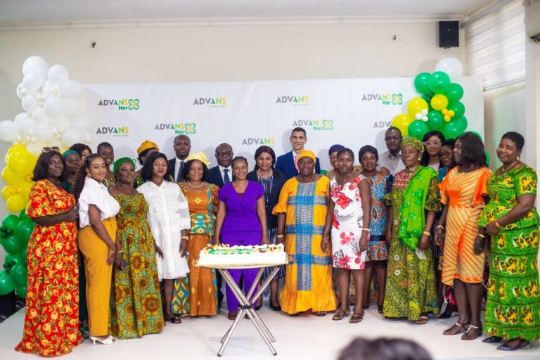 Women and Advans Ghana representatives gathered at an Advans Her event
