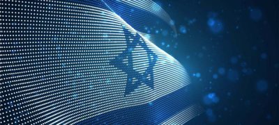 Vector bright glowing country flag of abstract dots. Israel